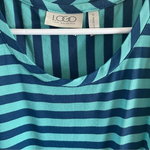 LOGO Sharkbite Hem Striped Tank Top size small blue and turquoise - Picture 4 of 9